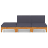 3 Piece Garden Lounge Set with Cushions Solid Acacia Wood - Side View