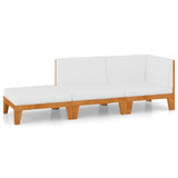 3 Piece Garden Lounge Set with Cushions Solid Acacia Wood - Front View