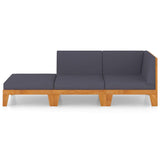 3 Piece Garden Lounge Set with Cushions Solid Acacia Wood - Side View