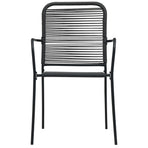 5 Piece Garden Dining Set Cotton Rope and Steel Black