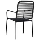 5 Piece Garden Dining Set Cotton Rope and Steel Black - Low Angle