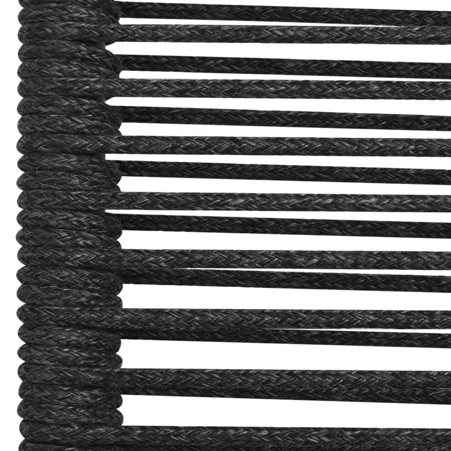 5 Piece Garden Dining Set Cotton Rope and Steel Black