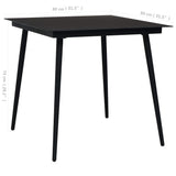 3 Piece Garden Dining Set Cotton Rope and Steel Black - Extra Image