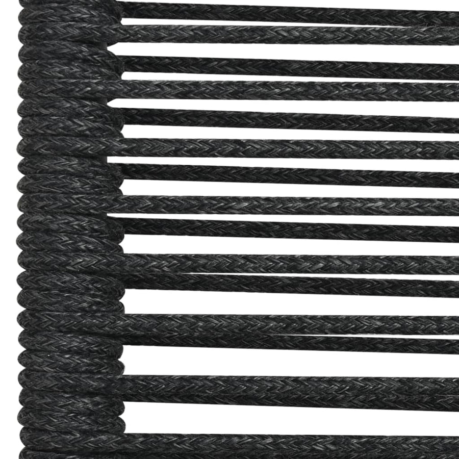 7 Piece Garden Dining Set Cotton Rope and Steel Black