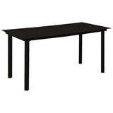 5 Piece Garden Dining Set Cotton Rope and Steel Black - Side View
