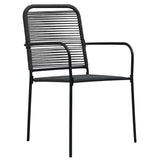 5 Piece Garden Dining Set Cotton Rope and Steel Black - Close-Up Angle