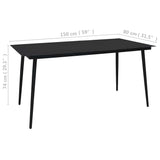 5 Piece Garden Dining Set Cotton Rope and Steel Black - Extra Image
