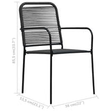 5 Piece Garden Dining Set Cotton Rope and Steel Black - Extra Image