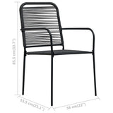 9 Piece Garden Dining Set Cotton Rope and Steel Black - Extra Image