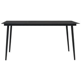 9 Piece Garden Dining Set Cotton Rope and Steel Black - Side View