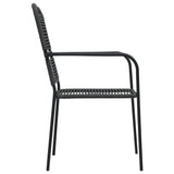 9 Piece Garden Dining Set Cotton Rope and Steel Black - Close-Up Angle