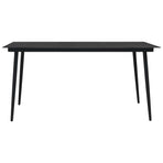 7 Piece Garden Dining Set Cotton Rope and Steel Black