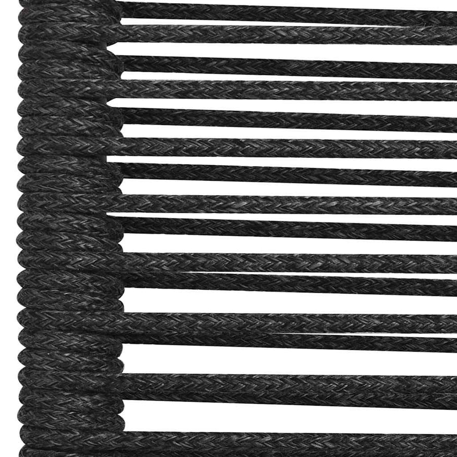 7 Piece Garden Dining Set Cotton Rope and Steel Black