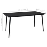 7 Piece Garden Dining Set Cotton Rope and Steel Black - Extra Image