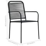 7 Piece Garden Dining Set Cotton Rope and Steel Black - Extra Image