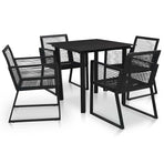 5 Piece Outdoor Dining Set PVC Rattan Black