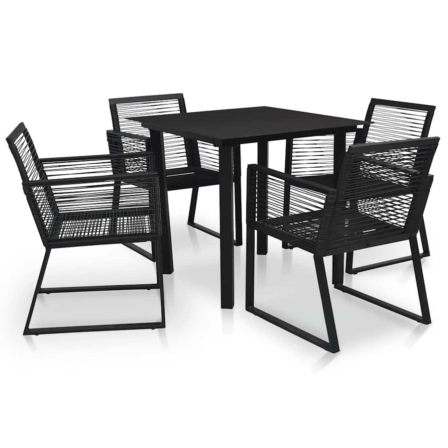 5 Piece Outdoor Dining Set PVC Rattan Black