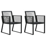 3 Piece Outdoor Dining Set PVC Rattan Black - Rear View