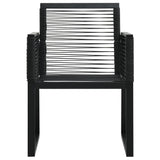 3 Piece Outdoor Dining Set PVC Rattan Black - Low Angle