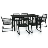 7 Piece Outdoor Dining Set PVC Rattan Black