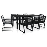 9 Piece Outdoor Dining Set PVC Rattan Black