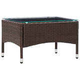 2 Piece Garden Lounge Set with Cushion Poly Rattan Brown - Front View