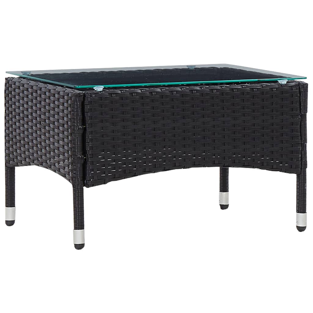 2 Piece Garden Lounge Set with Cushion Poly Rattan Black