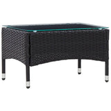 2 Piece Garden Lounge Set with Cushion Poly Rattan Black