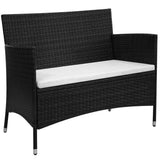 2 Piece Garden Lounge Set with Cushion Poly Rattan Black - Rear View