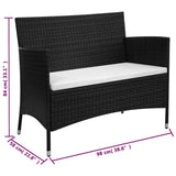 2 Piece Garden Lounge Set with Cushion Poly Rattan Black