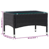 2 Piece Garden Lounge Set with Cushion Poly Rattan Black