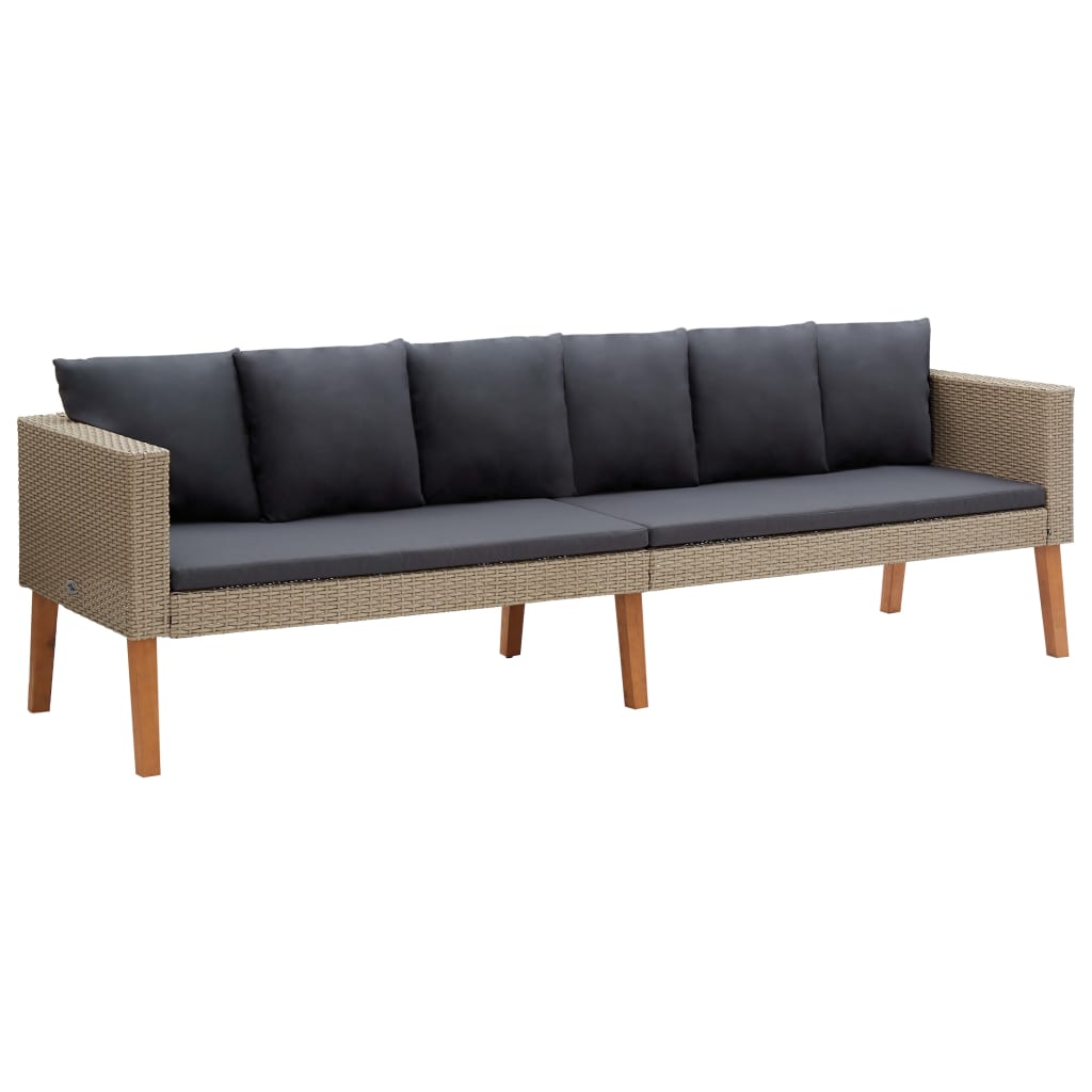 2 Piece Garden Lounge Set with Cushions Poly Rattan Beige