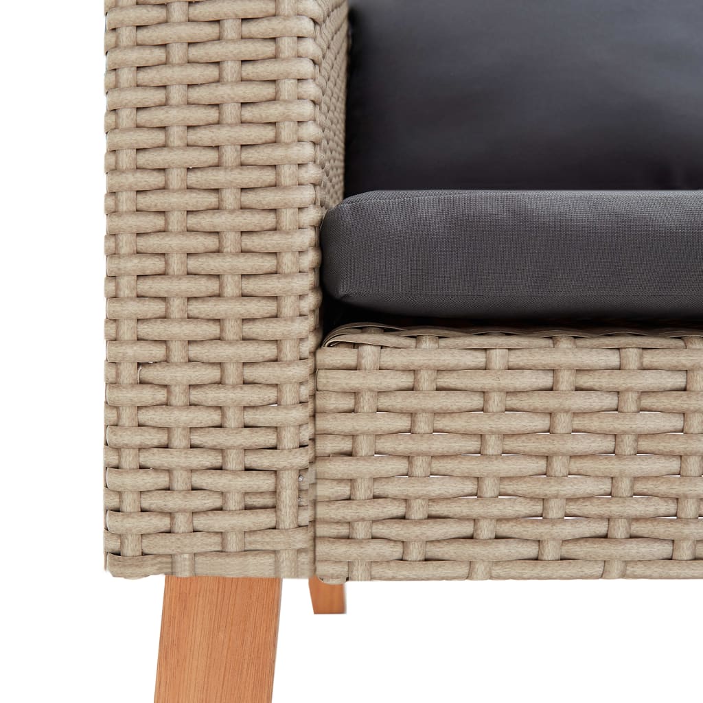 2 Piece Garden Lounge Set with Cushions Poly Rattan Beige