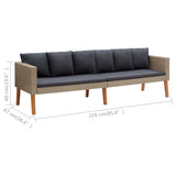2 Piece Garden Lounge Set with Cushions Poly Rattan Beige