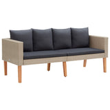 3 Piece Garden Lounge Set with Cushions Poly Rattan Beige - Top-Down View