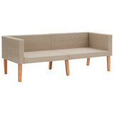 3 Piece Garden Lounge Set with Cushions Poly Rattan Beige - 45-Degree Angle