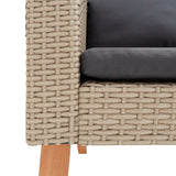 3 Piece Garden Lounge Set with Cushions Poly Rattan Beige - Rear View