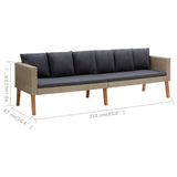 3 Piece Garden Lounge Set with Cushions Poly Rattan Beige