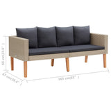 3 Piece Garden Lounge Set with Cushions Poly Rattan Beige - Extra Image