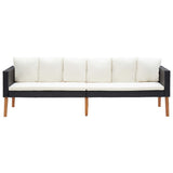 4 Piece Garden Lounge Set with Cushions Poly Rattan Black - Side View
