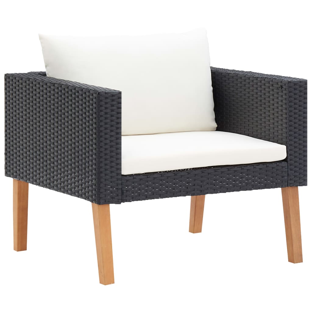 5 Piece Garden Lounge Set with Cushions Poly Rattan Black