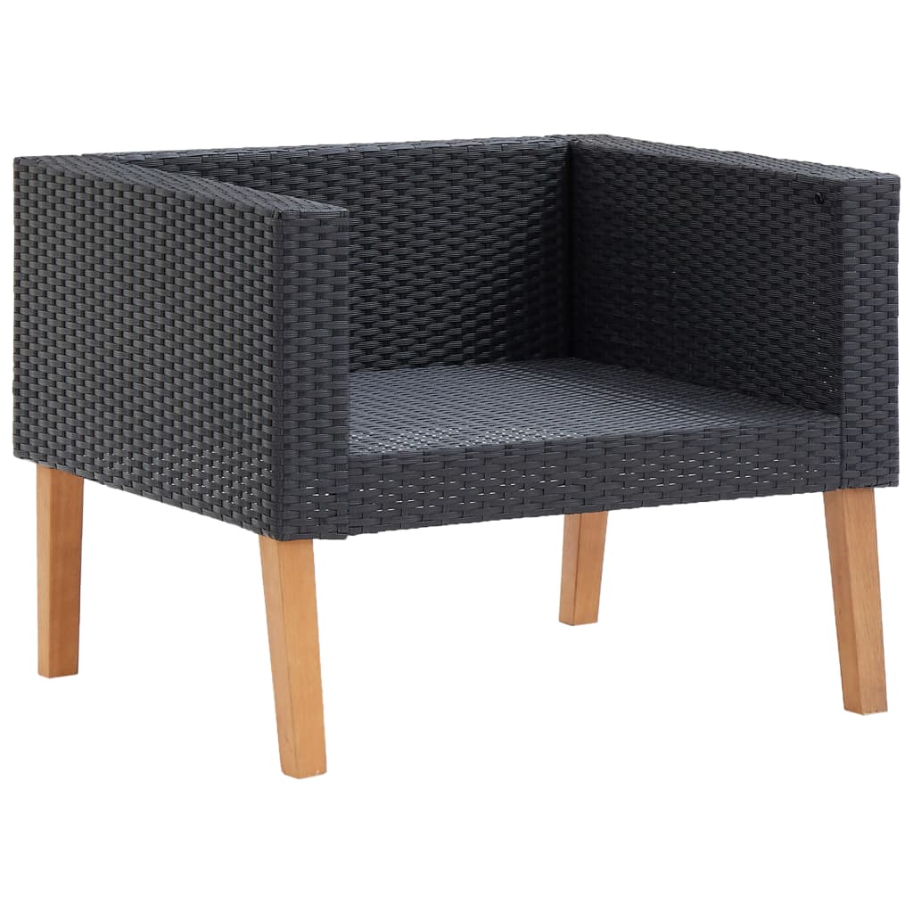 5 Piece Garden Lounge Set with Cushions Poly Rattan Black