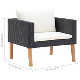 5 Piece Garden Lounge Set with Cushions Poly Rattan Black - Extra Image