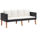 4 Piece Garden Lounge Set with Cushions Poly Rattan Black - Extra Image