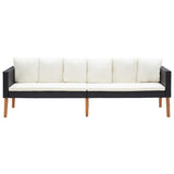 2 Piece Garden Lounge Set with Cushions Poly Rattan Black - Low Angle