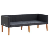 3 Piece Garden Lounge Set with Cushions Poly Rattan Black - 45-Degree Angle