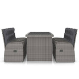 9 Piece Outdoor Dining Set with Cushions Poly Rattan Grey - Side View