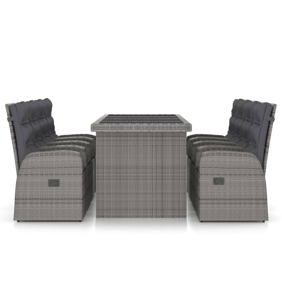 9 Piece Outdoor Dining Set with Cushions Poly Rattan Grey