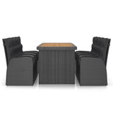 9 Piece Outdoor Dining Set with Cushions Poly Rattan Black - Side View
