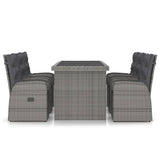 7 Piece Outdoor Dining Set with Cushions Poly Rattan Grey - Side View
